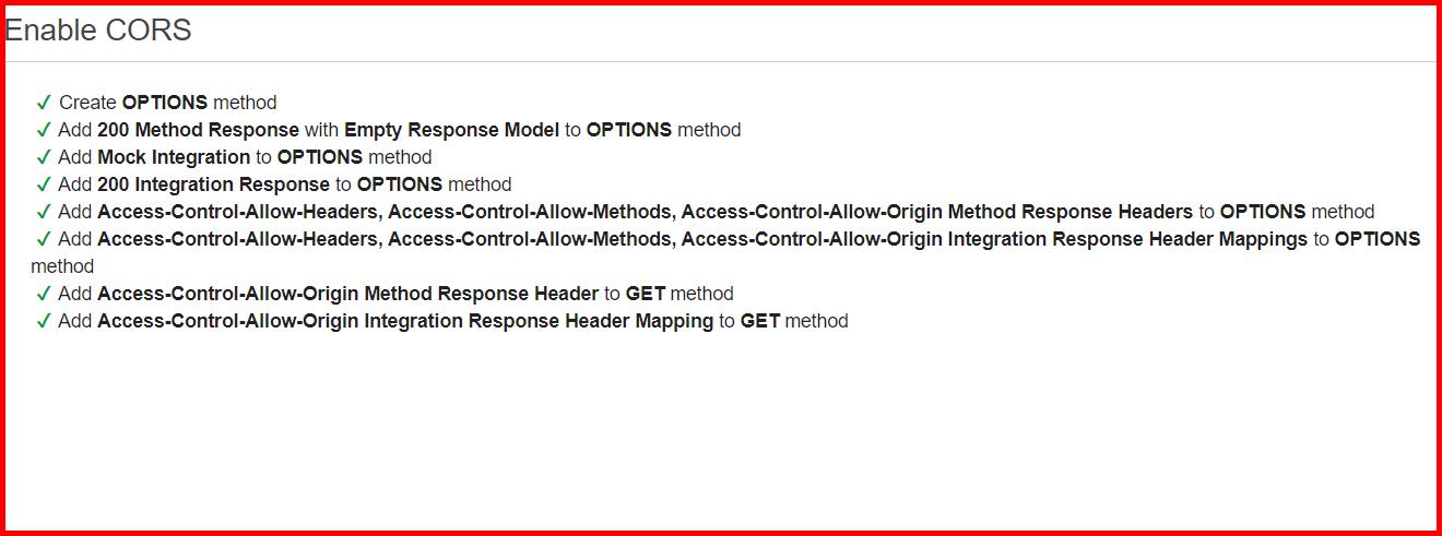 Picture showing the screen to show the progress of enabling cors